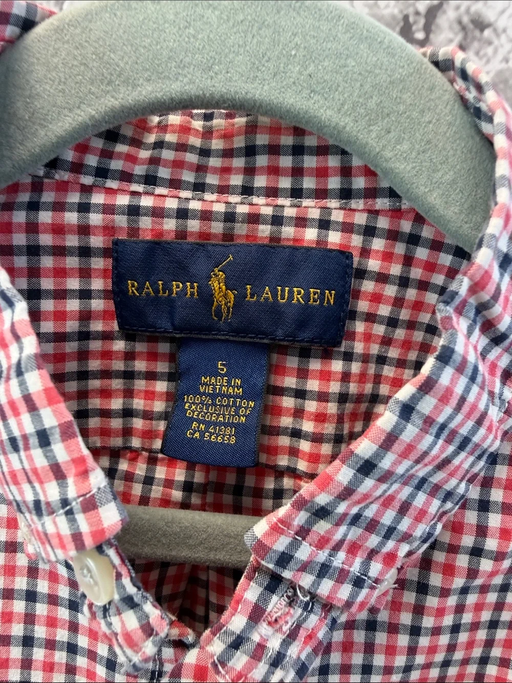 Ralph Lauren Red, Blue & White Checked Button-Down Shirt